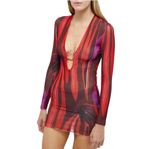 Louisa Ballou Helios Dress Size Large Resortwear Red Coverup Swim Party - Picture 1 of 9